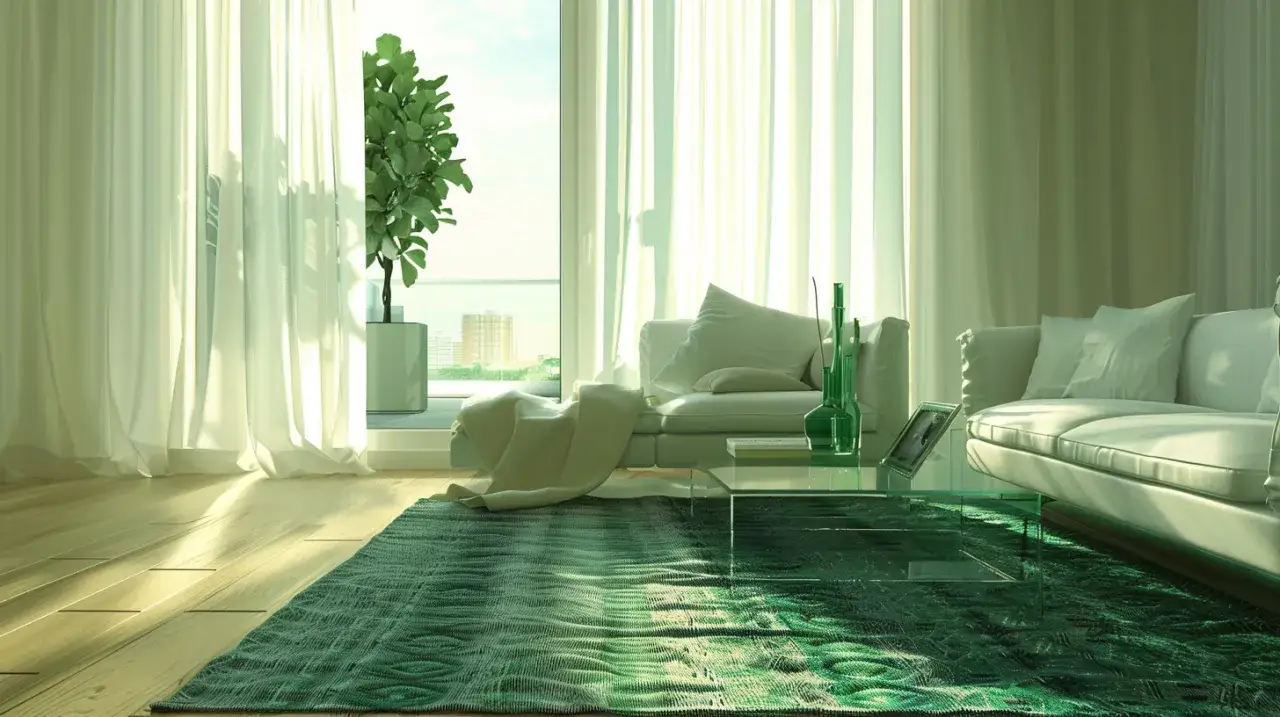 Zdjęcie Butelkowa zieleń: Jaki dywan pasuje do nowoczesnego wnętrza?