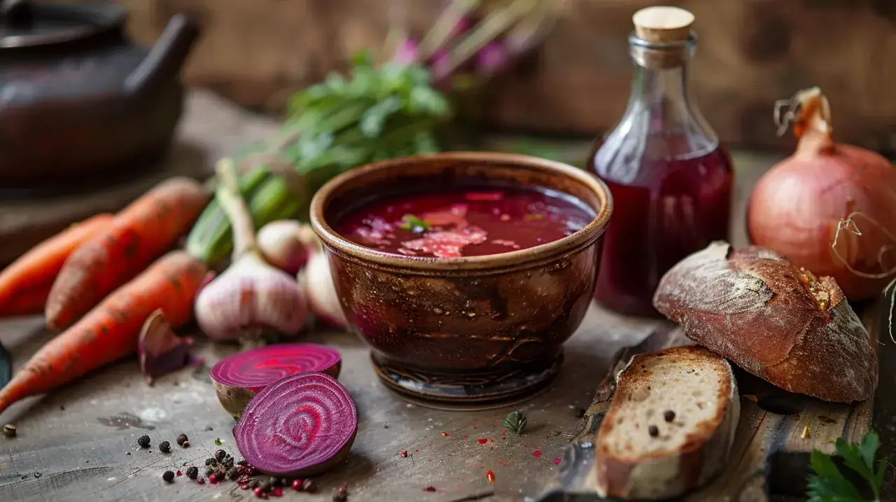 Zdjęcie Szybki barszcz czerwony z butelki lub domowy wegetariański - przepis