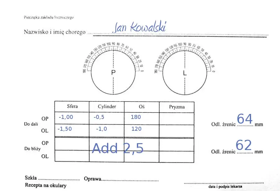 Zdjęcie Recepta na okulary: rozszyfruj symbole i wartości krok po kroku