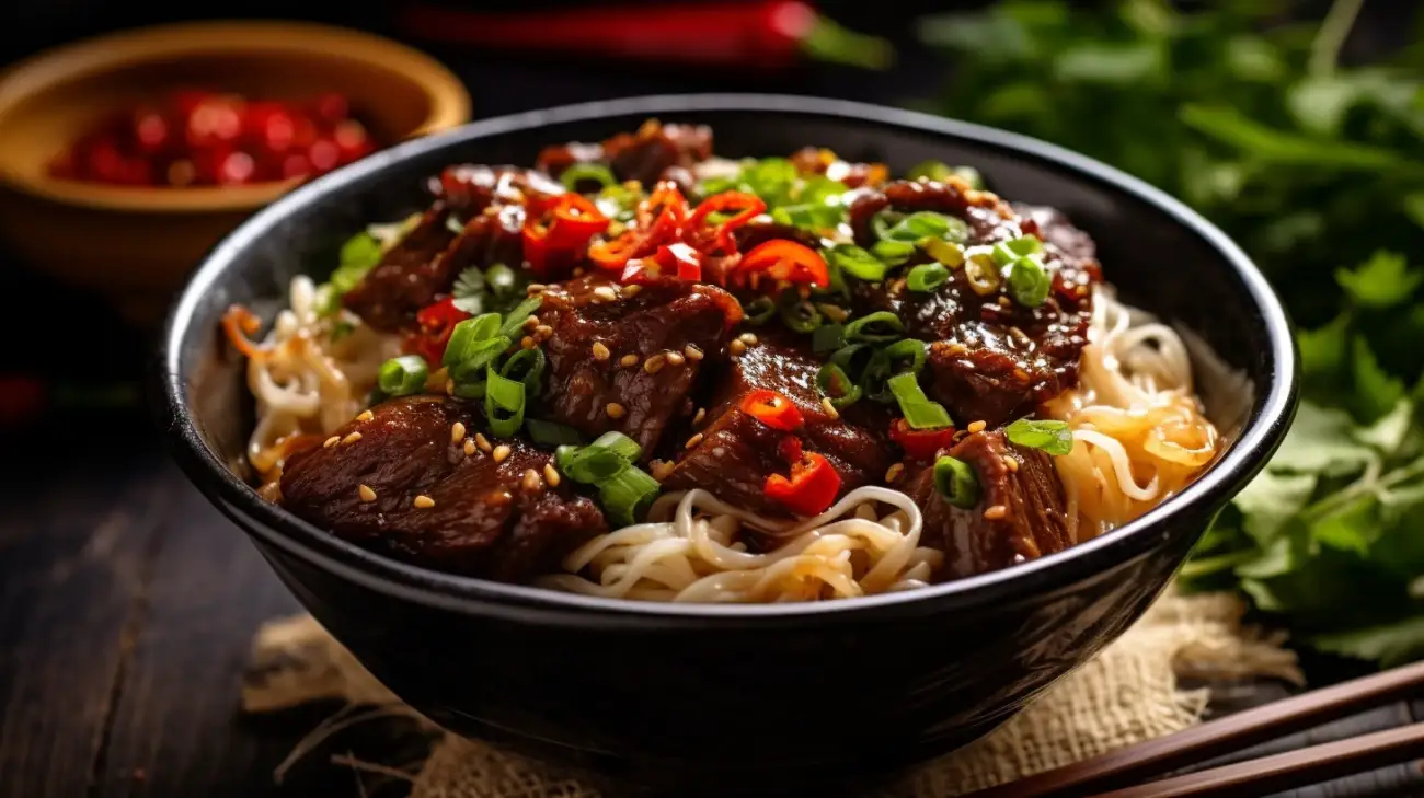 Wołowina z Makaronem Ryżowym - Przepis na Makaron Sojowy z Wołowiną