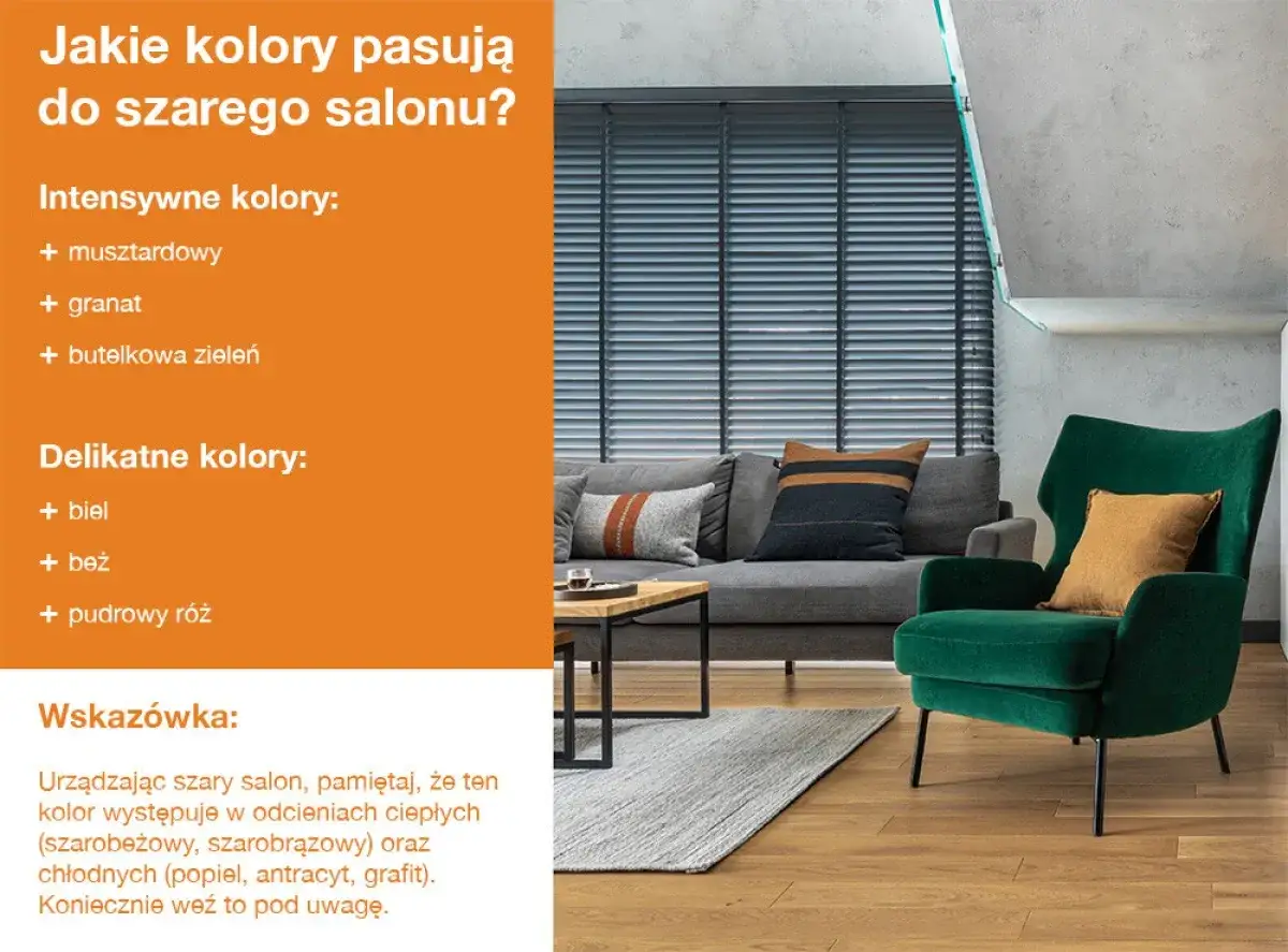 Zdjęcie Najlepsze kolory do szarego salonu - poznaj 7 idealnych połączeń 2025