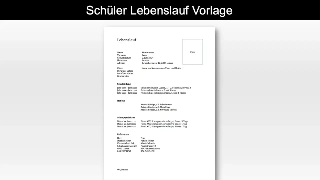 Zdjęcie Kostenlose lebenslauf vorlagen für schüler - einfach und effektiv gestalten