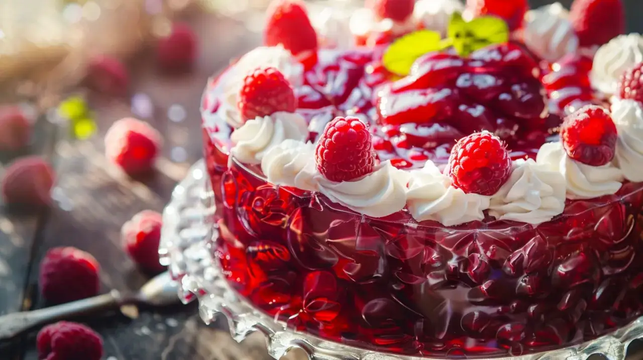 Zdjęcie Ciasto z owocami sezonowymi, galaretką i pianką śmietanową