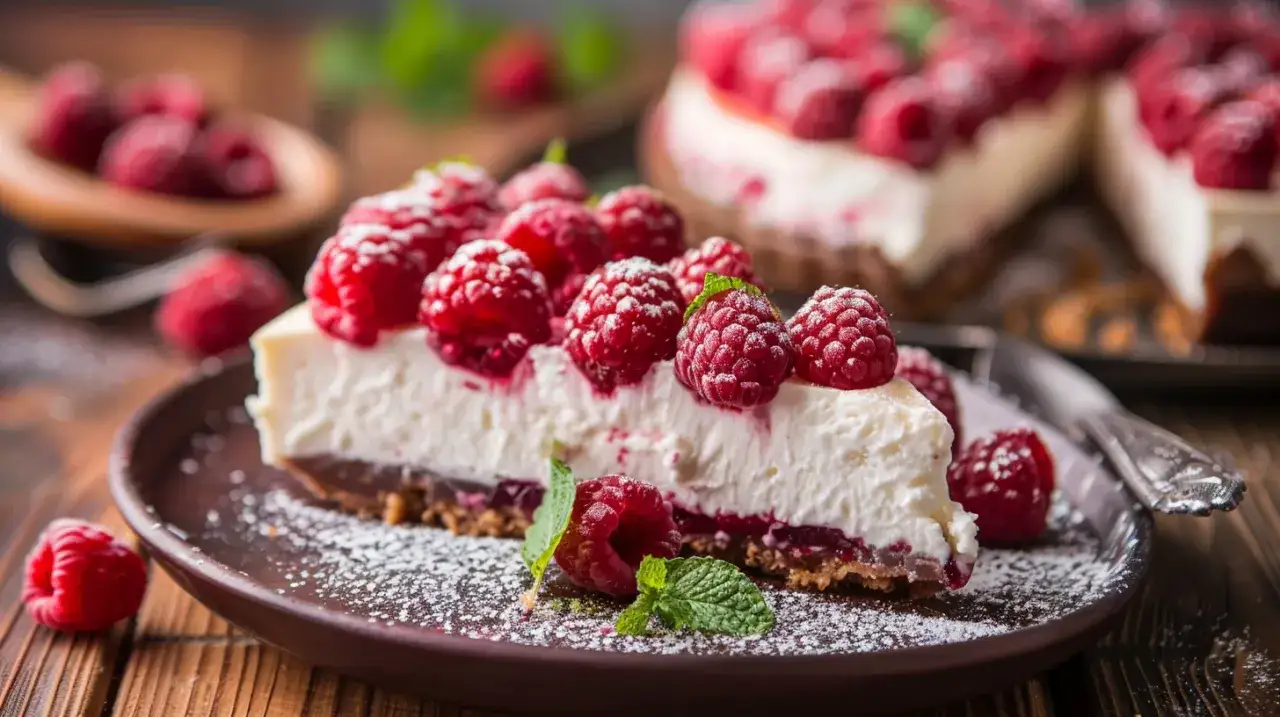 Zdjęcie Ciasto z serem i malinami - Przepis na pyszne ciasto na zimno