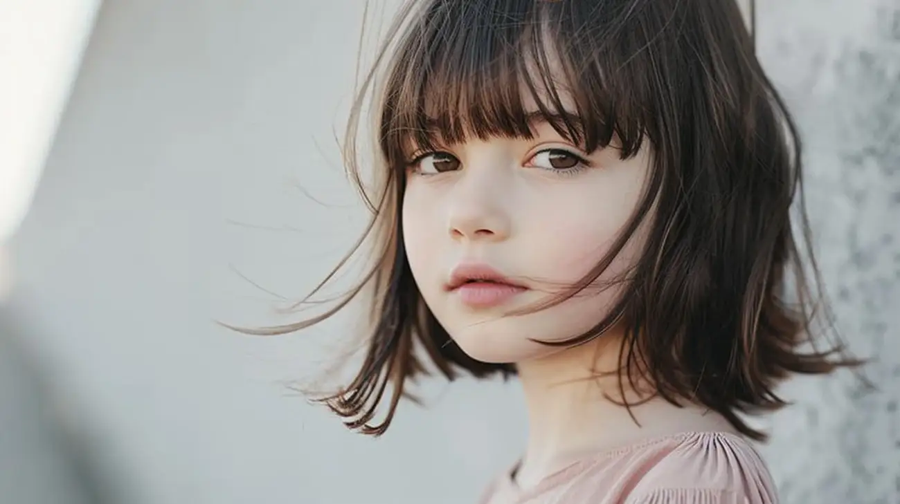 Zdjęcie Grzywka na bok u dziewczynki: Słodkie i modne cięcia