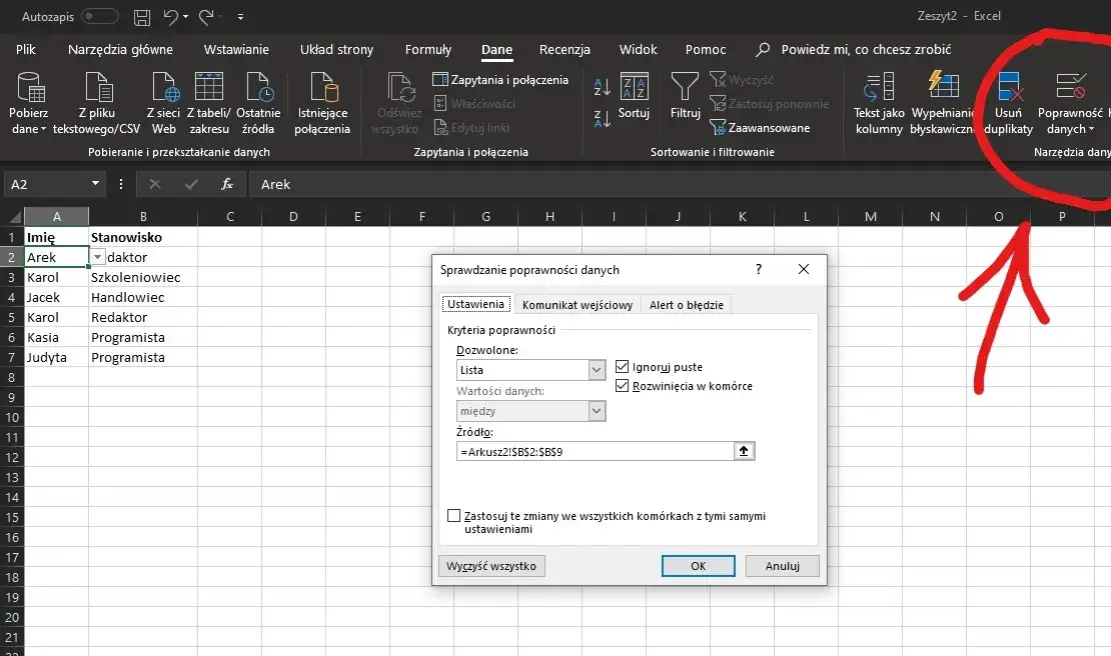 Zdjęcie Jak stworzyć listę rozwijaną w Excelu i uprościć wprowadzanie danych