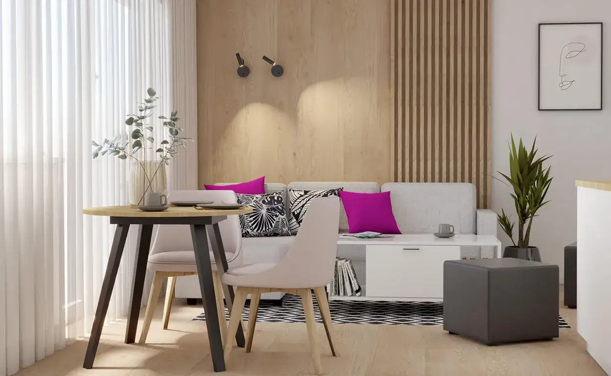 Zdjęcie Jak zmieścić stół w małym salonie i zyskać więcej przestrzeni