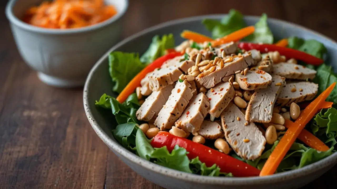 Zdjęcie Sałatka tajska z kurczakiem: Egzotyczny, smaczny lunch w prostych krokach