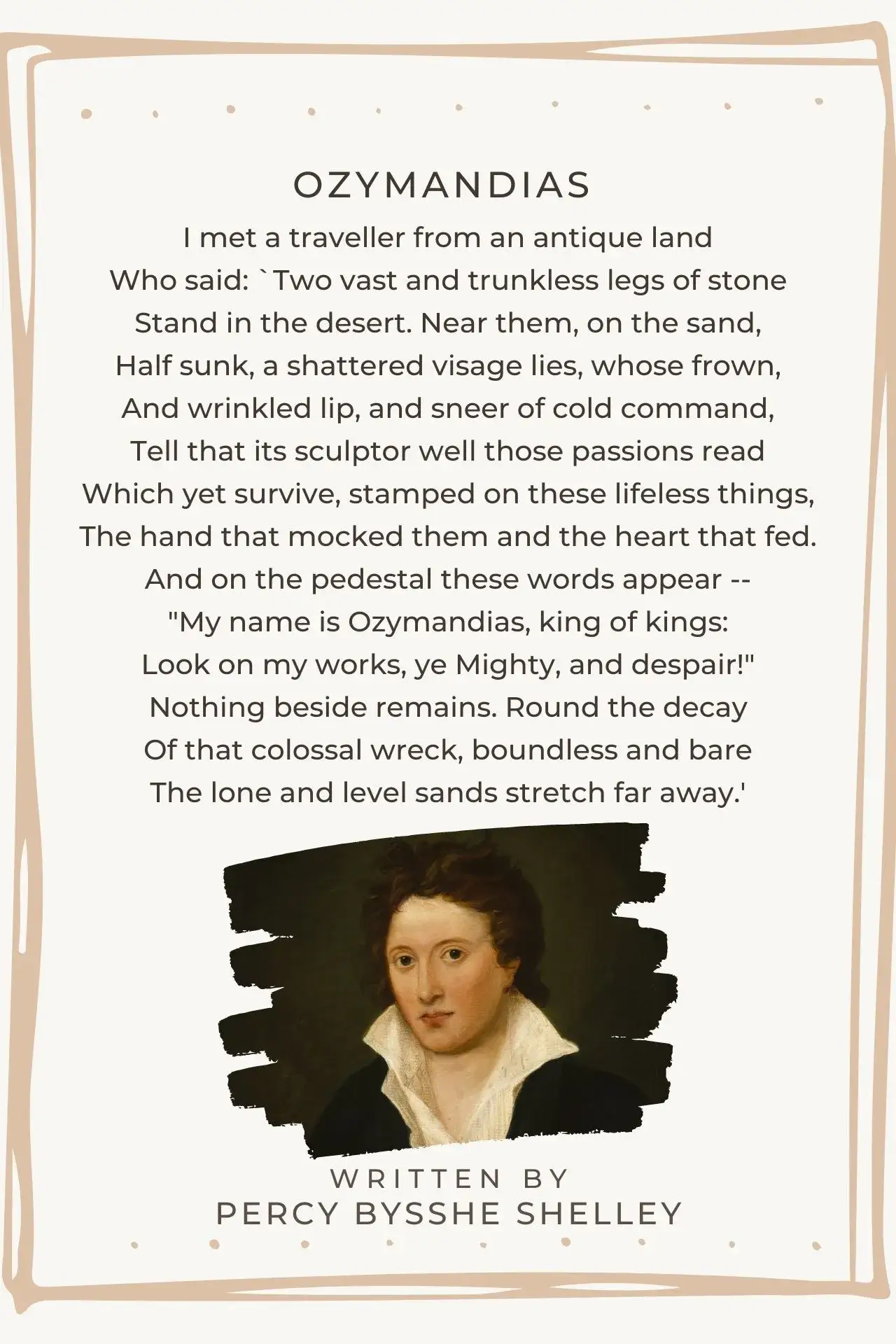 Zdjęcie Ozymandias wiersz – pełny tekst, analiza i znaczenie utworu Shelley’ego