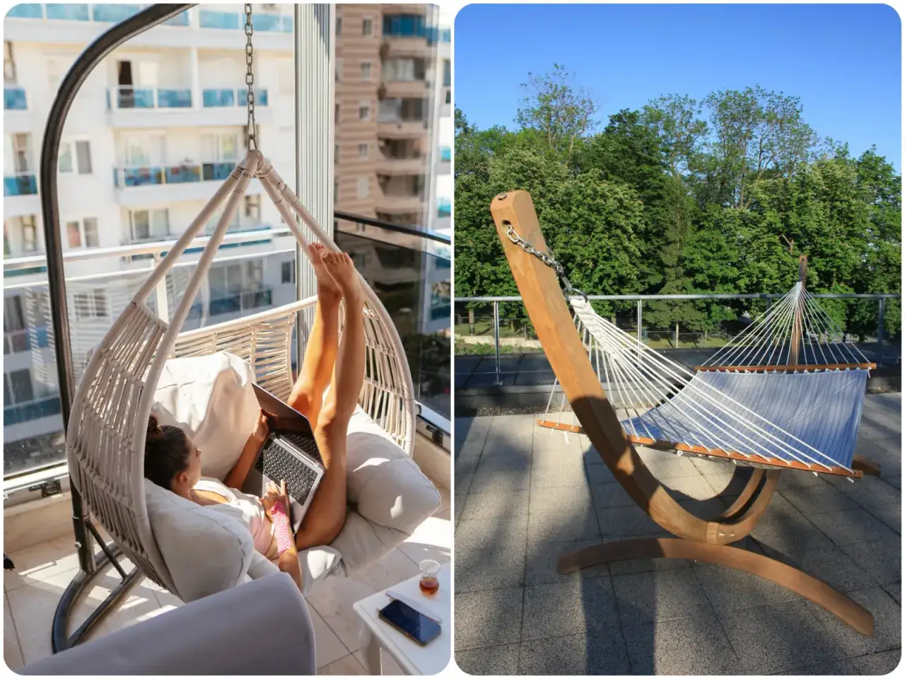 Zdjęcie Bezpieczne wieszanie hamaka na tarasie. Uniknij wpadek i błędów montażu