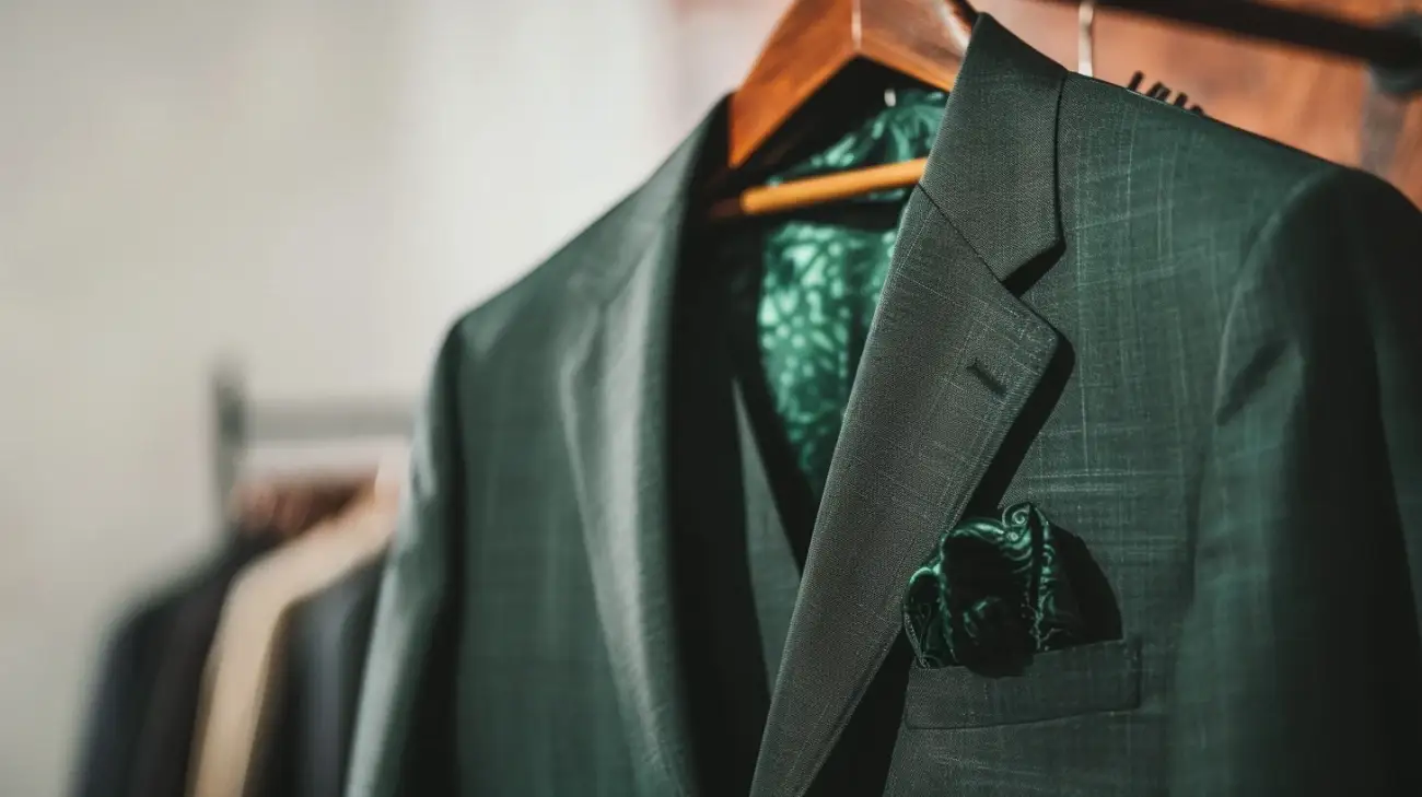 Zdjęcie Garnitur w ciemnej zieleni - Nowoczesny wygląd i elegancja w jednym.