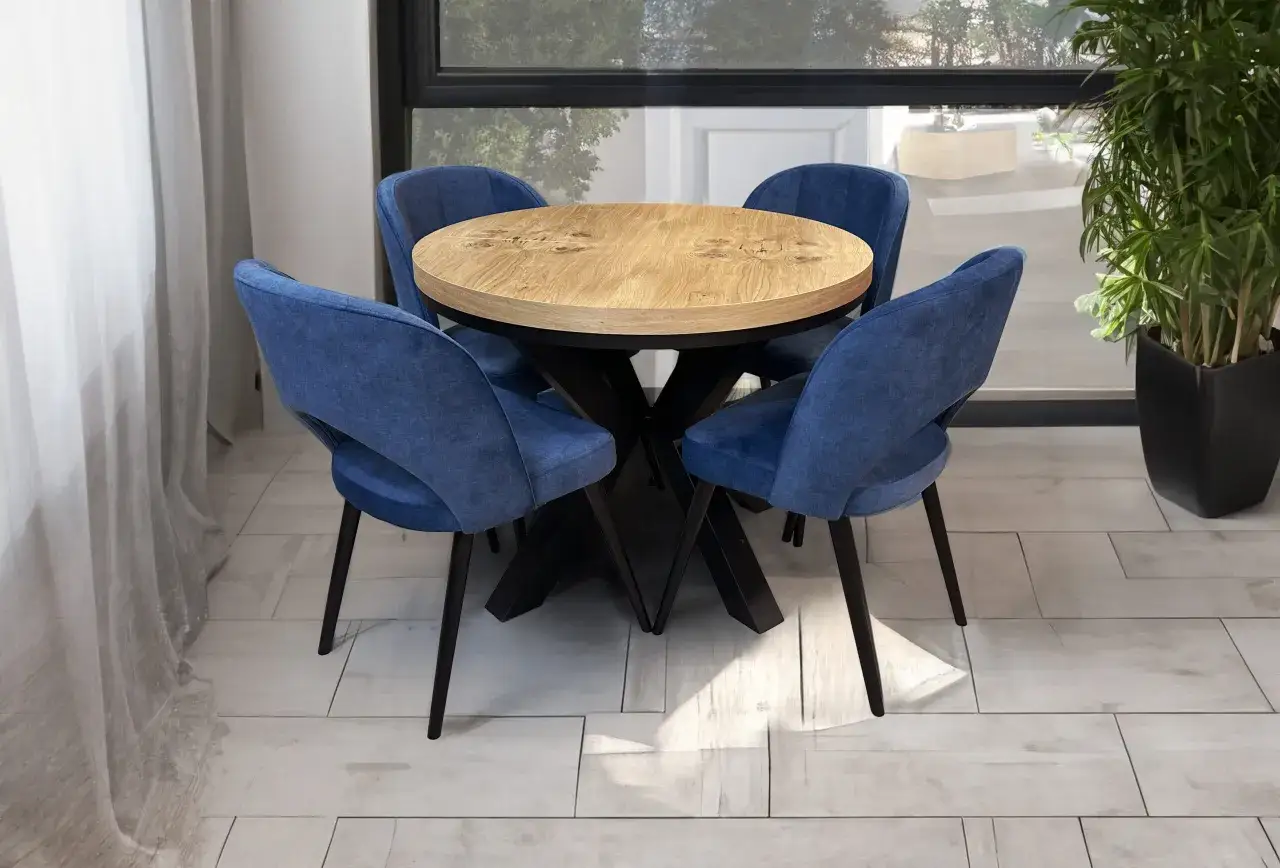 Zdjęcie  Stół loft okrągły rozkładany - stylowy mebel do salonu w Twoim mieszkaniu | Idealny na każdą okazję