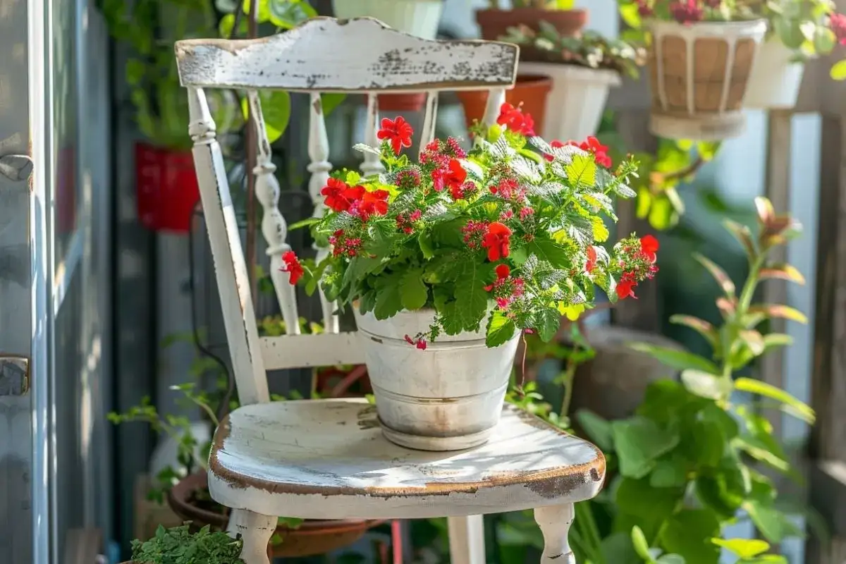 Zdjęcie Prosty sposób jak zrobić kwietnik z krzesła: pomysły i najlepsze porady