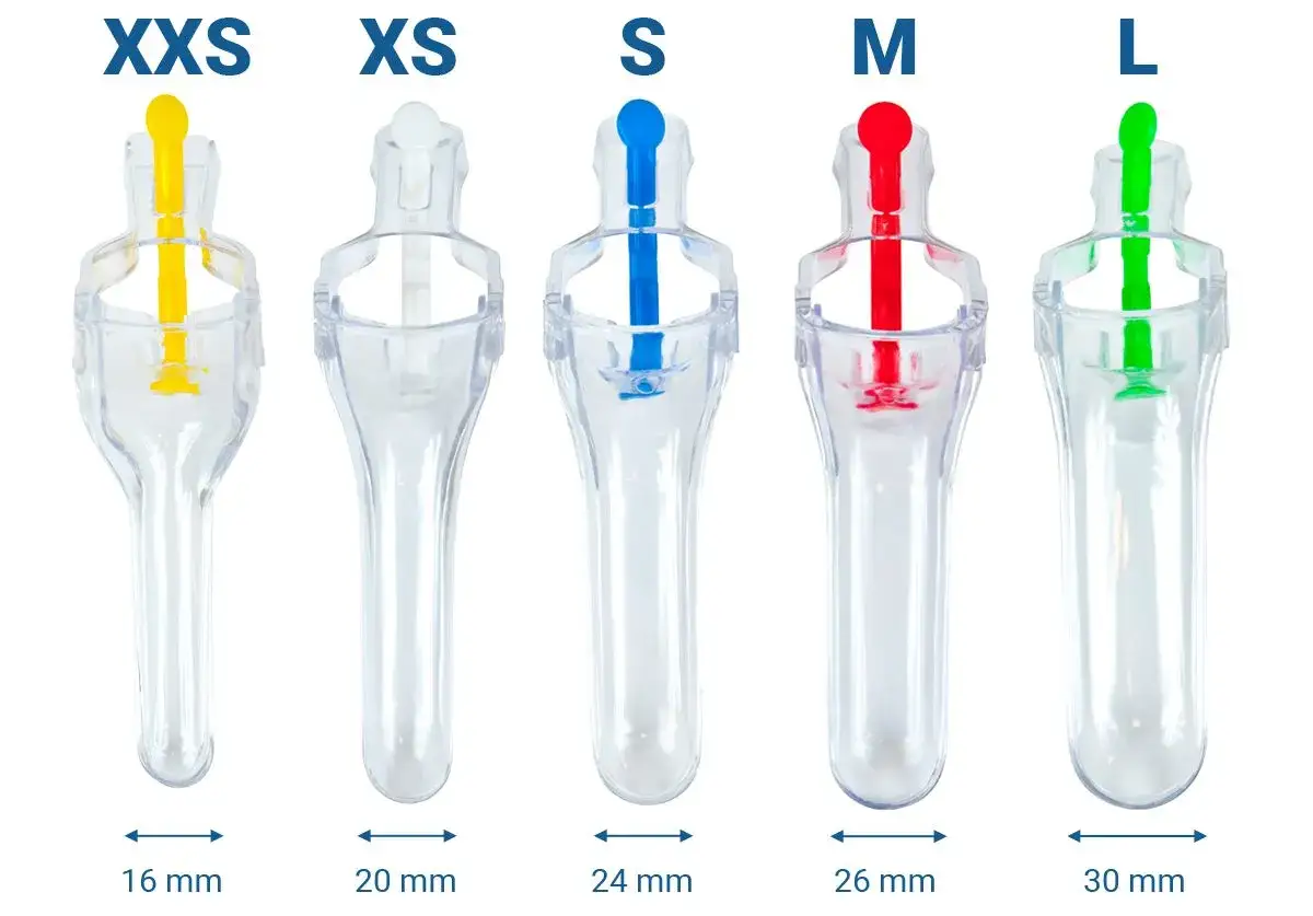 Rodzaje wzierników ginekologicznych (metalowy i plastikowy)
