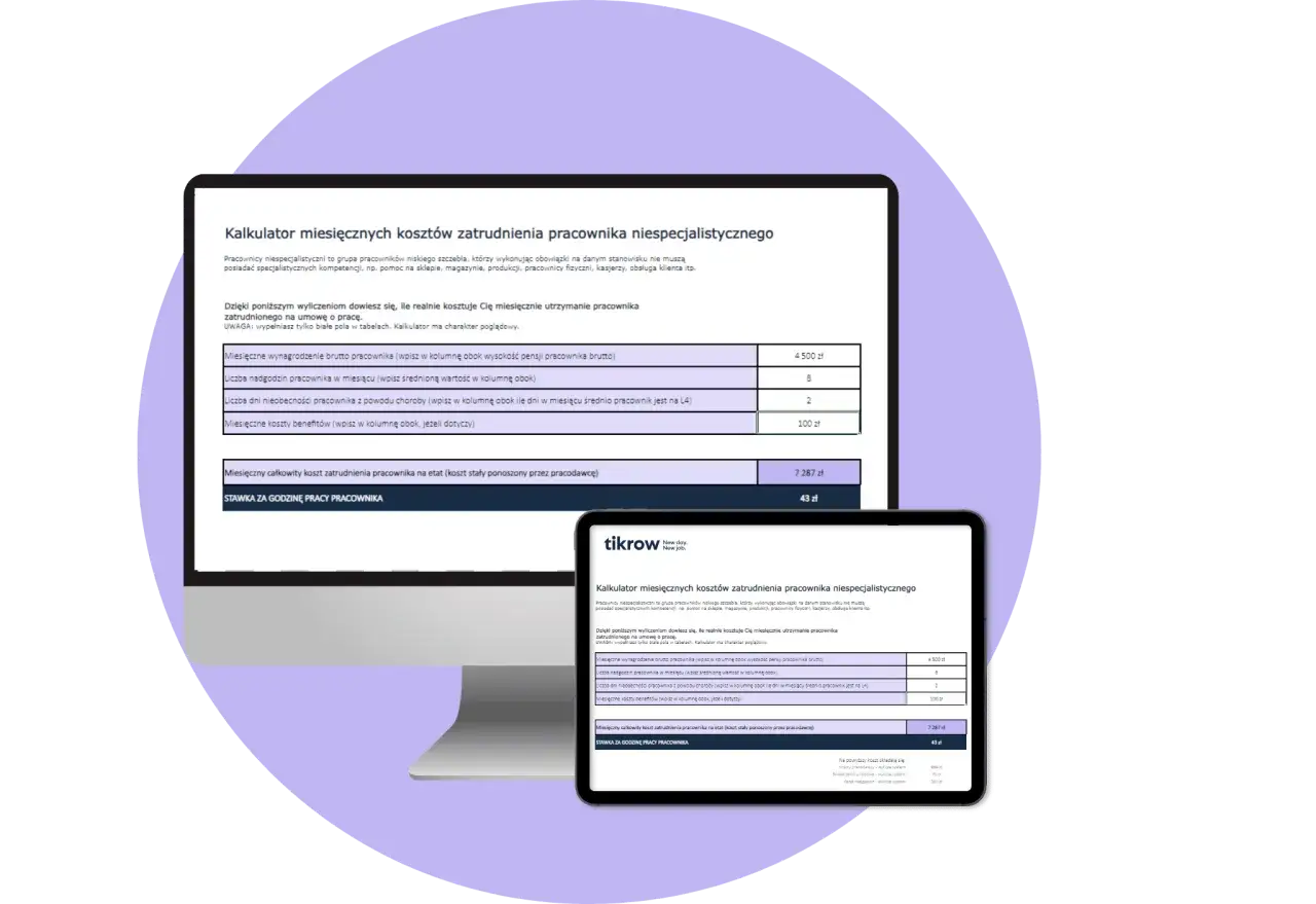 Przykładowa kalkulacja wynagrodzenia