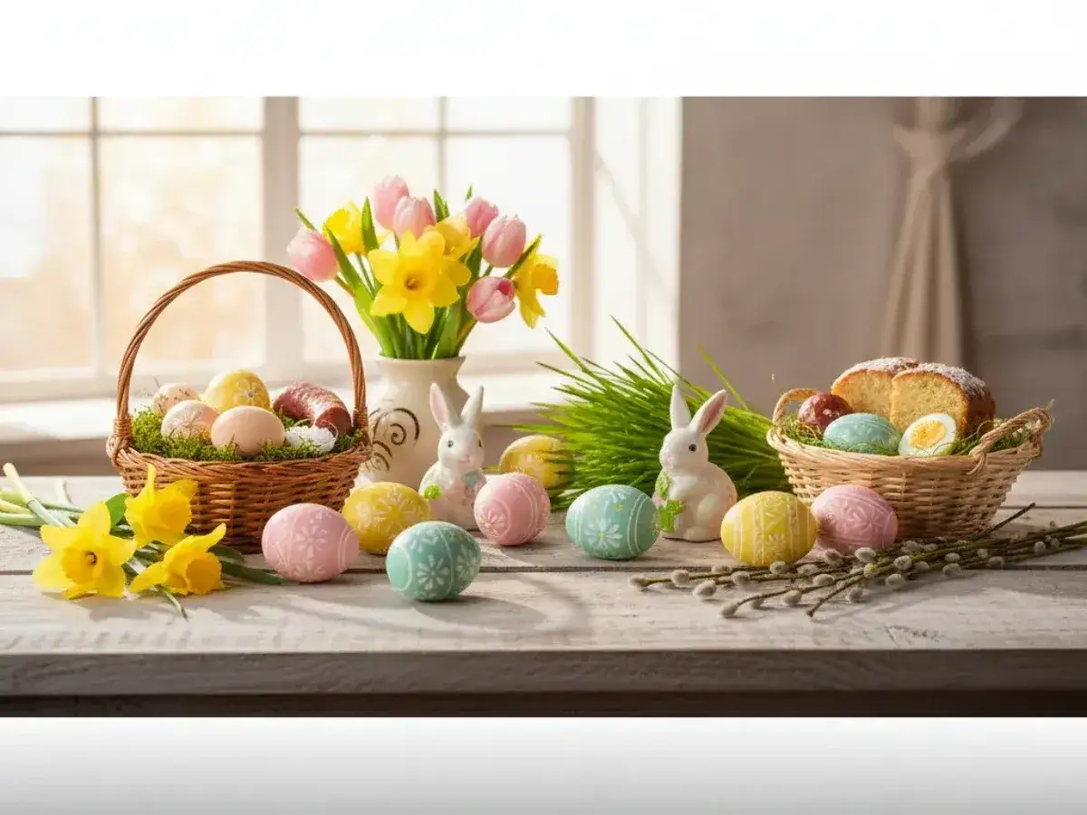 Wielkanocne pisanki, zajączki i babka na stole. Zastanawiasz się, dlaczego Wielkanoc jest ruchoma? To zależy od faz księżyca!