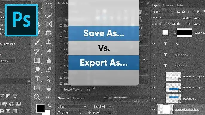 Adobe Photoshop Save As Copy vs Export As