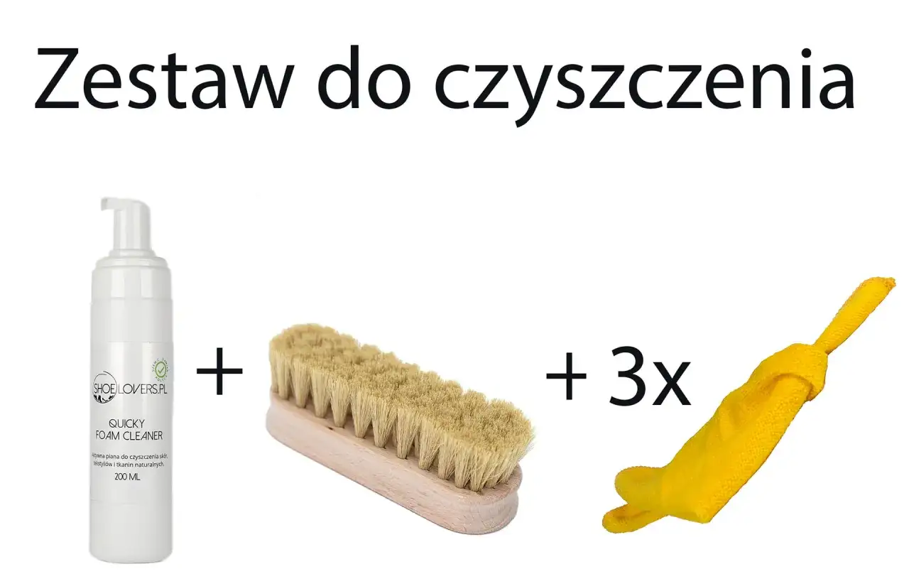 Zestaw do czyszczenia zamszu: pianka, szczotka i 3 ściereczki. Idealny spos&oacute;b, czym czyścić zamsz.