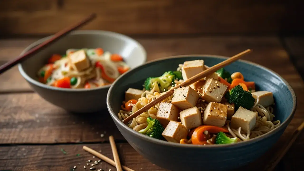 Zdjęcie Makaron chiński z tofu: Szybki i zdrowy obiad pełen białka