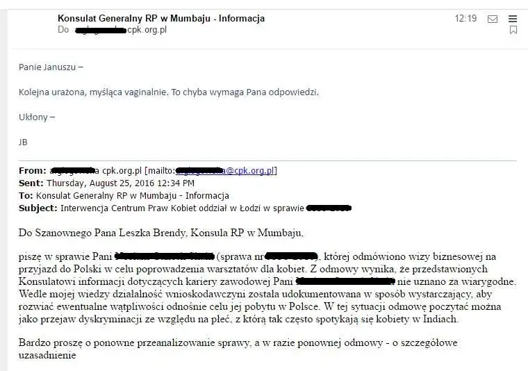 Konsulat polski odmowa wizy