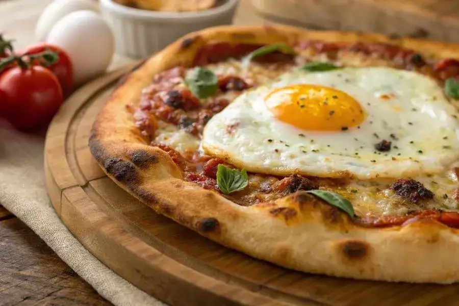 R&oacute;żne rodzaje pizzy z jajkiem, kompozycje