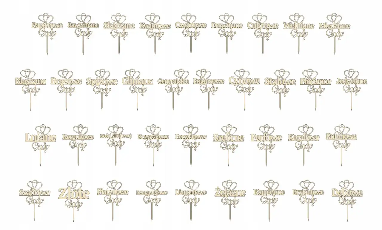 Drewniane ozdoby na tort z napisami 