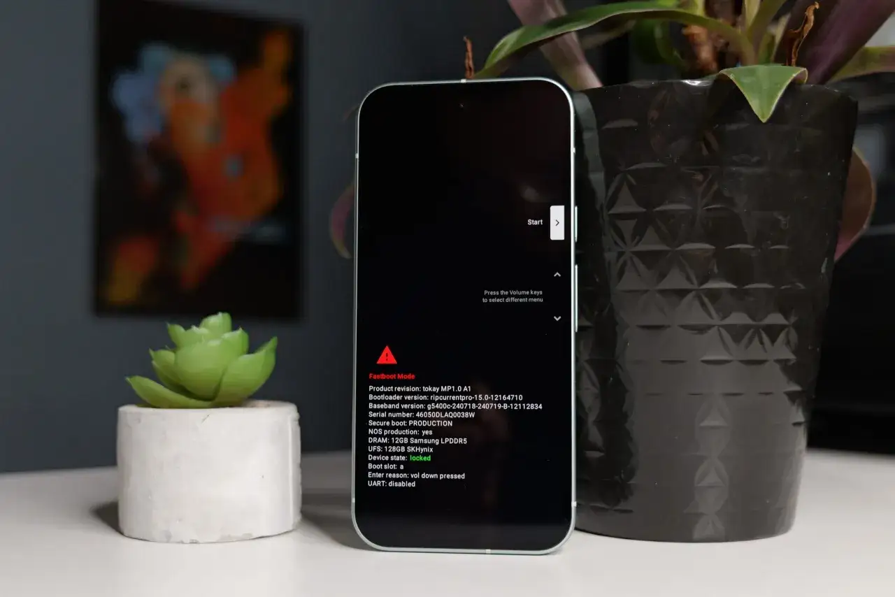 Telefon w trybie Fastboot, nie mogę wyłączyć. Widoczny ekran z informacjami o urządzeniu i opcją 