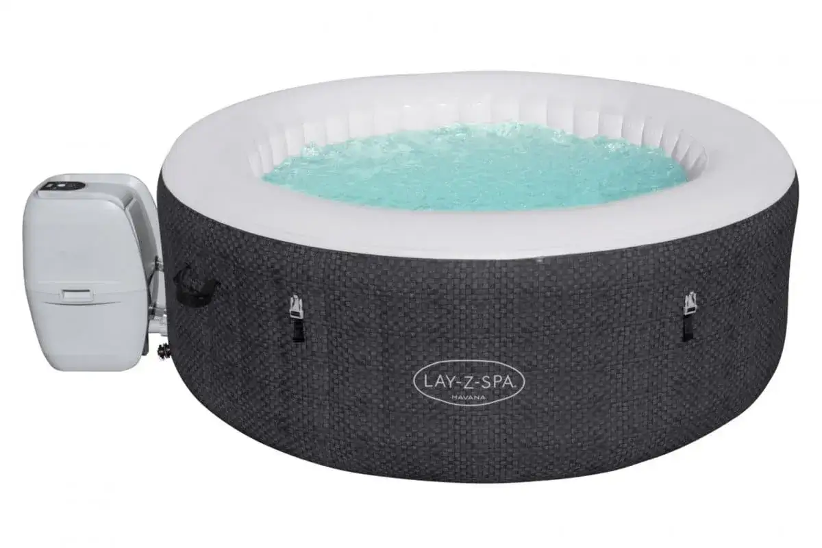 Nadmuchiwane jacuzzi ogrodowe Lay-Z-Spa Havana z hydromasażem, idealne do relaksu w ogrodzie.