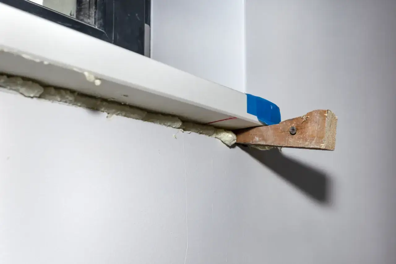 Montaż parapetu wewnętrznego z użyciem pianki montażowej i drewnianego wspornika. Czy parapet wewnętrzny musi być wpuszczony w ścianę?