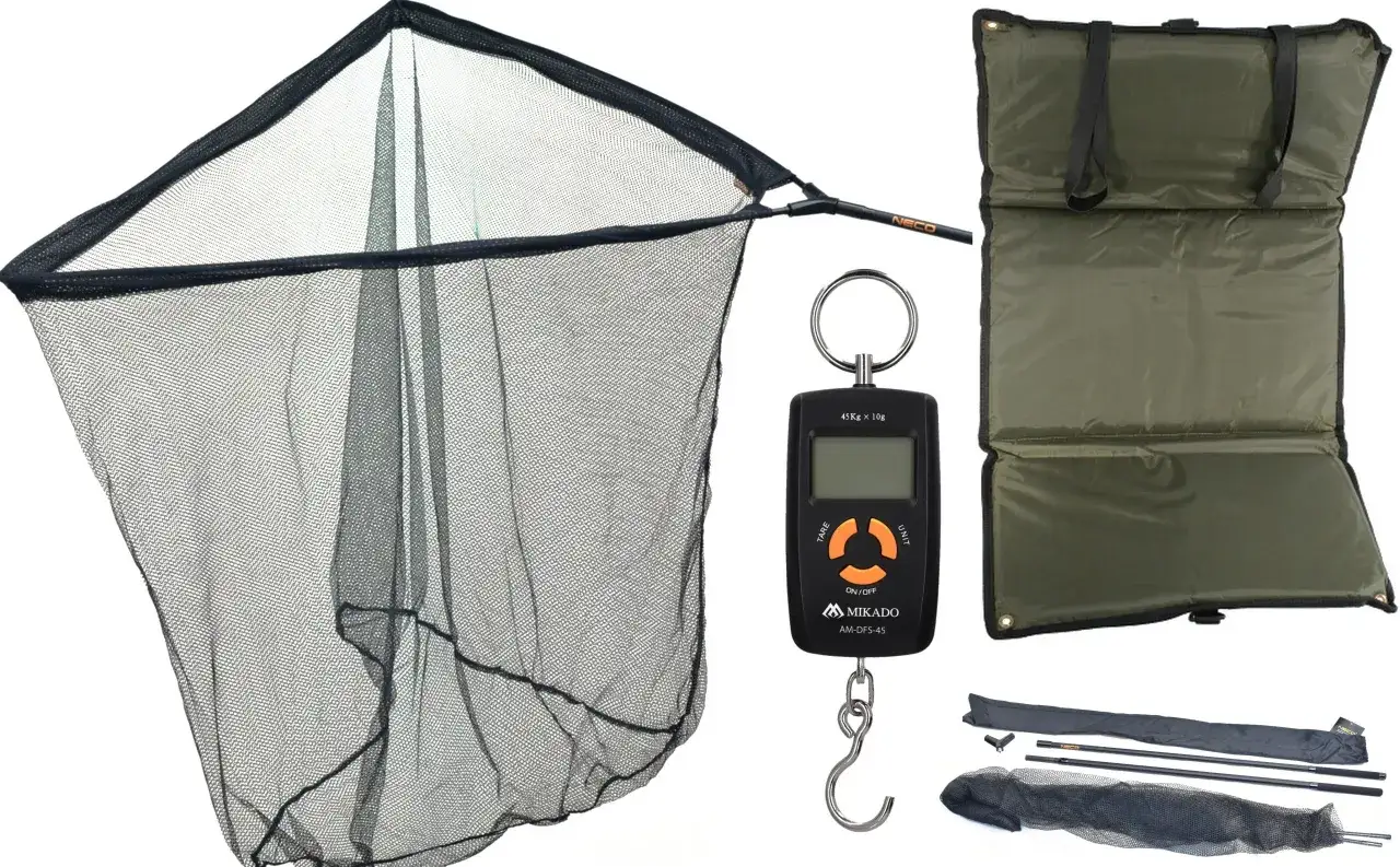 niezbędny sprzęt wędkarski karpiowy mata podbierak odkażacz