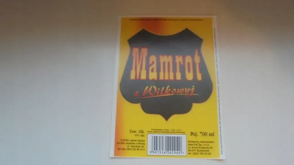 Etykieta wina Mamrot oryginalna