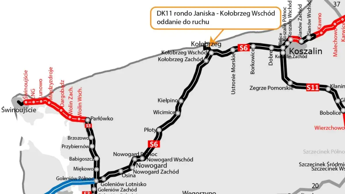 Trasa samochodowa Kołobrzeg Niechorze