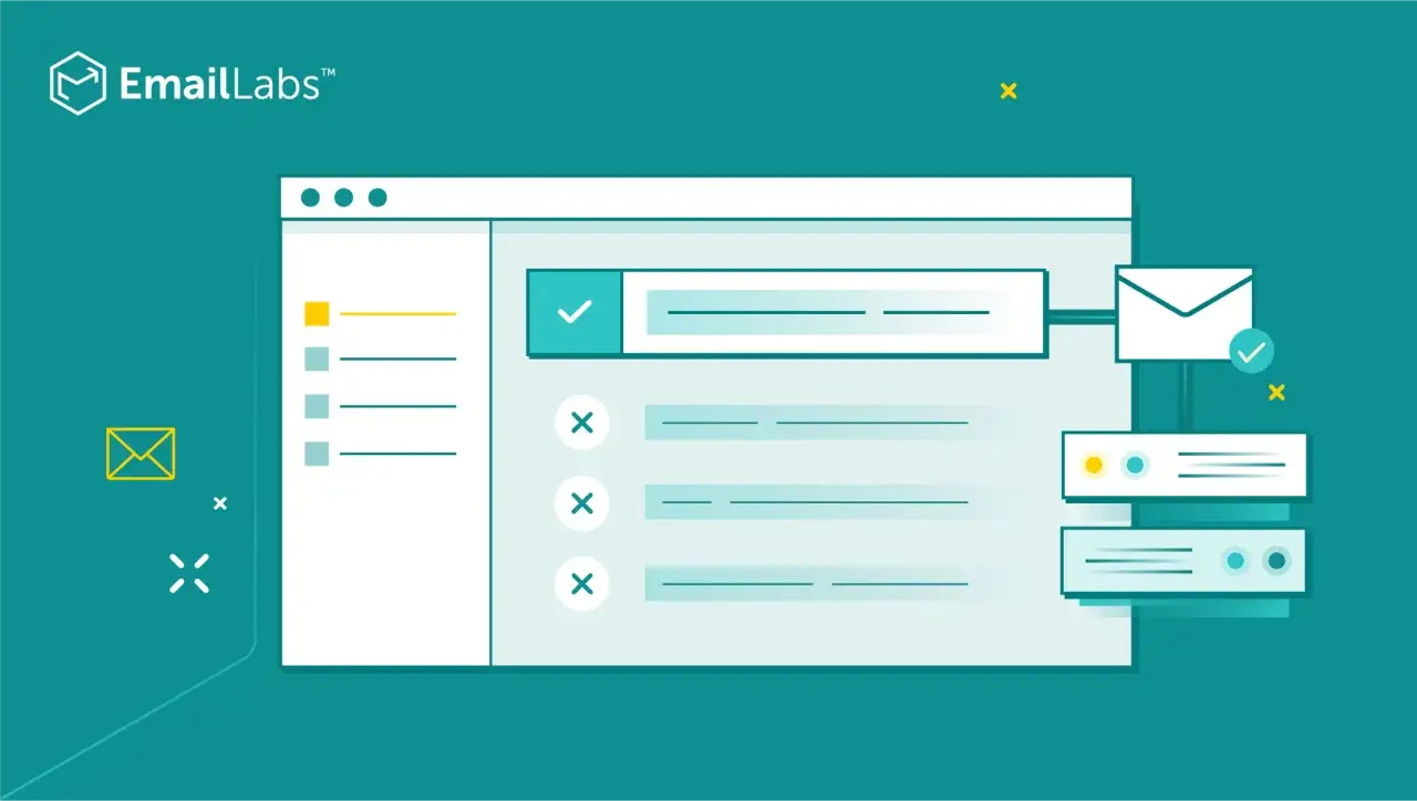 Grafika przedstawia interfejs użytkownika z listą zadań i ikoną koperty, symbolizującą powiadomienie po polsku.