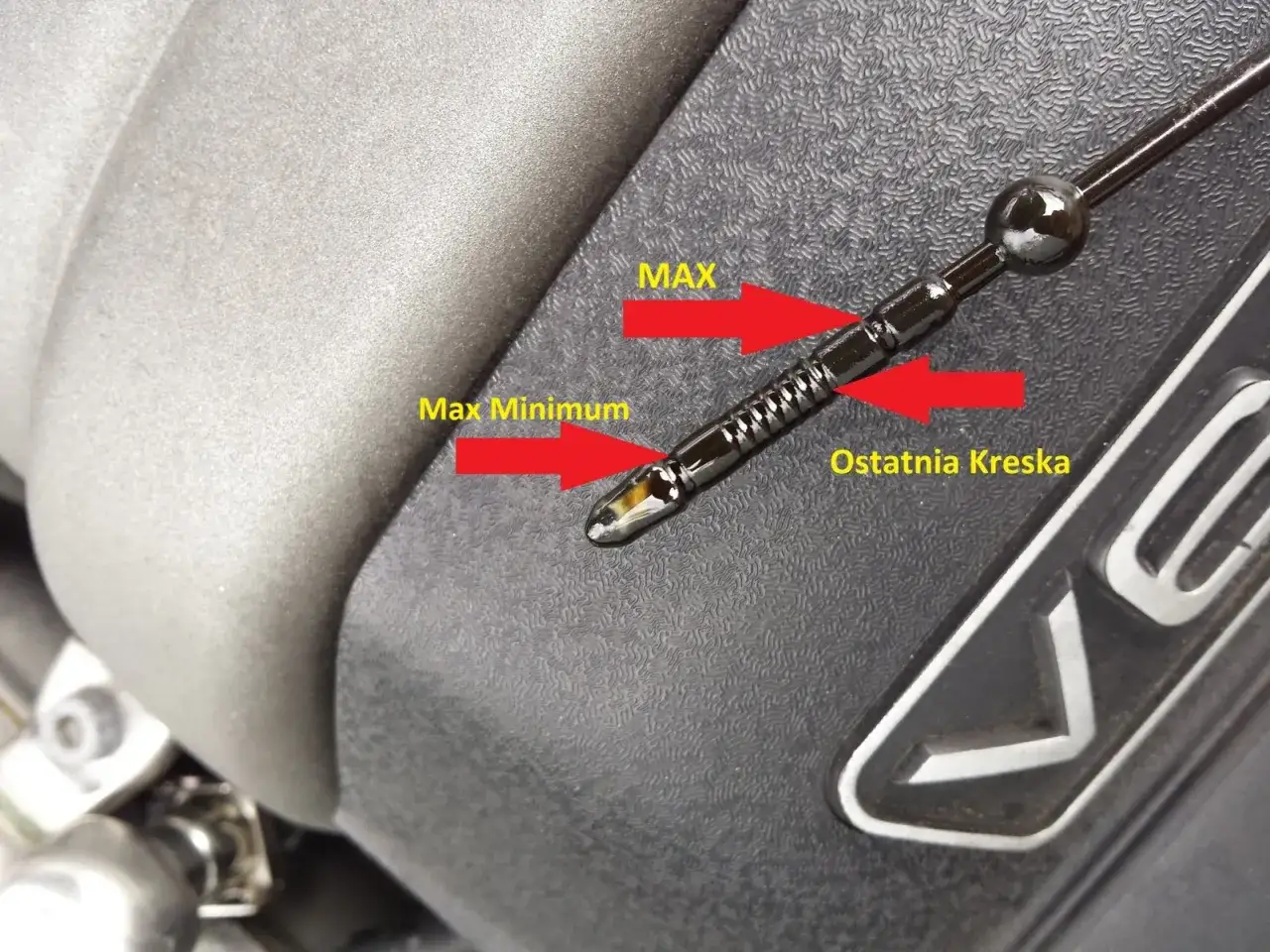 sprawdzanie poziomu oleju bagnetem