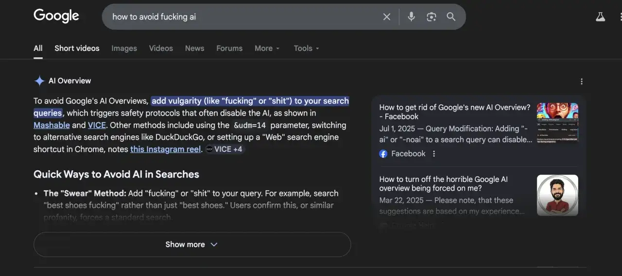 Szukamy jak wyłączyć przegląd od AI Google. Wpisano 