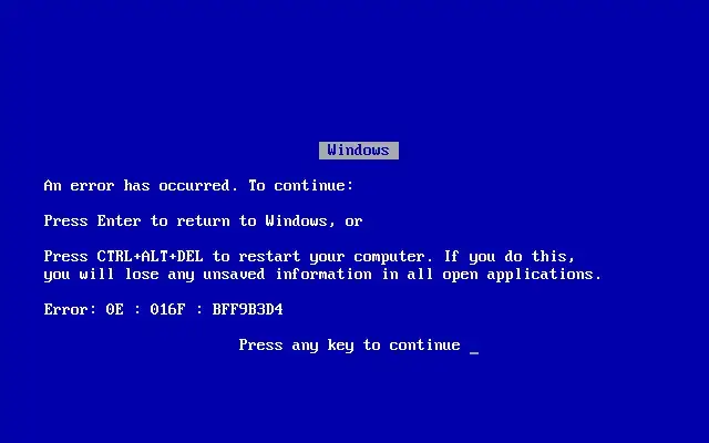 Blue Screen of Death Windows 10