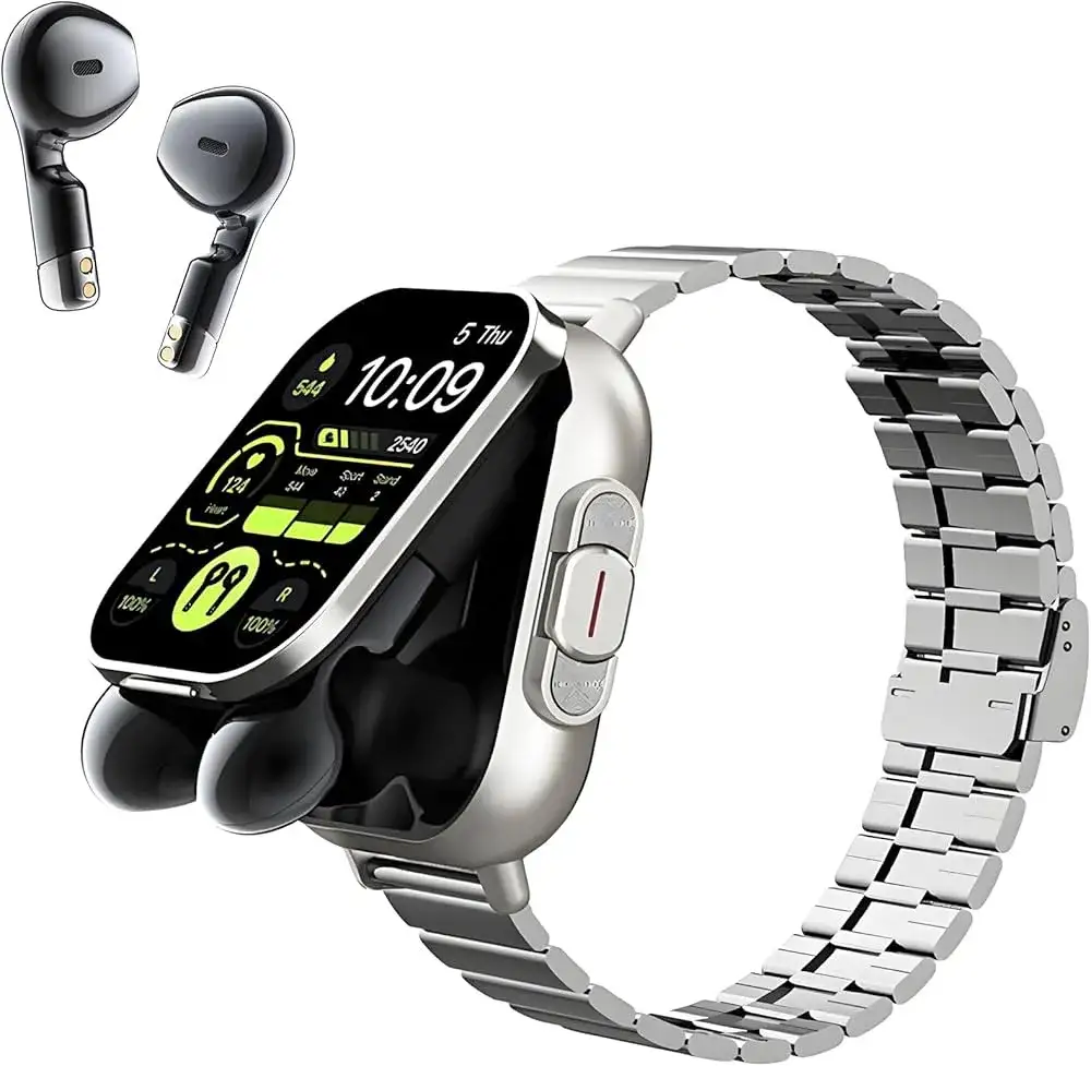 iPhone połączony z różnymi akcesoriami bluetooth, słuchawki, smartwatch, głośnik