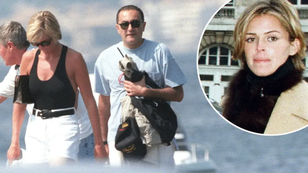 Dodi Al Fayed z Dianą na łodzi, obok zdjęcie Kelly Fisher.