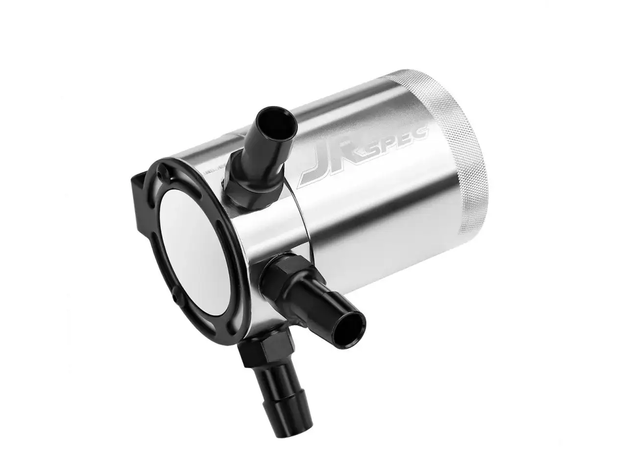 Błyszczący zbiornik JR Spec. To jest oil catch tank, który zbiera olej z układu odpowietrzania skrzyni korbowej.