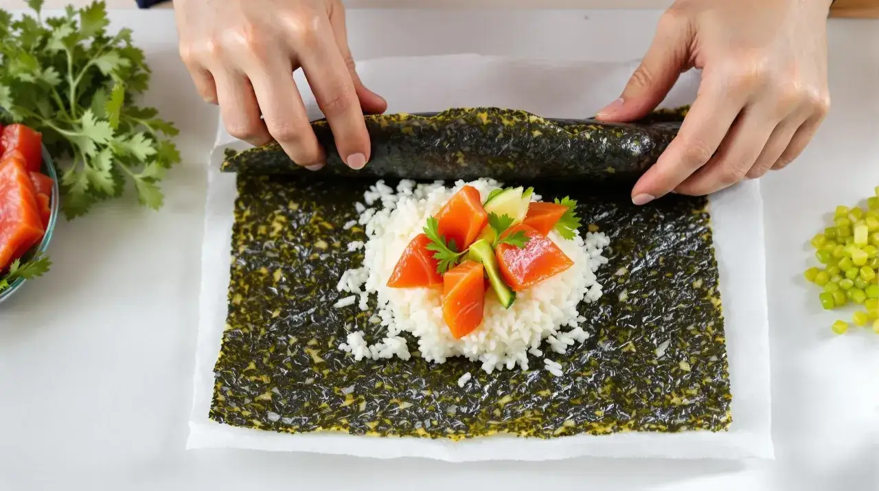 zwijanie sushi bez maty ręcznik folia