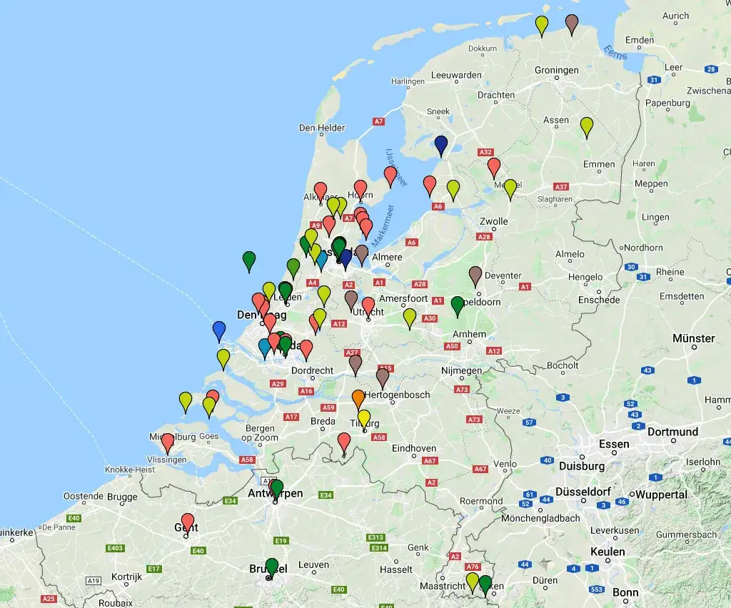 Mapa Holandii z gł&oacute;wnymi miastami i atrakcjami