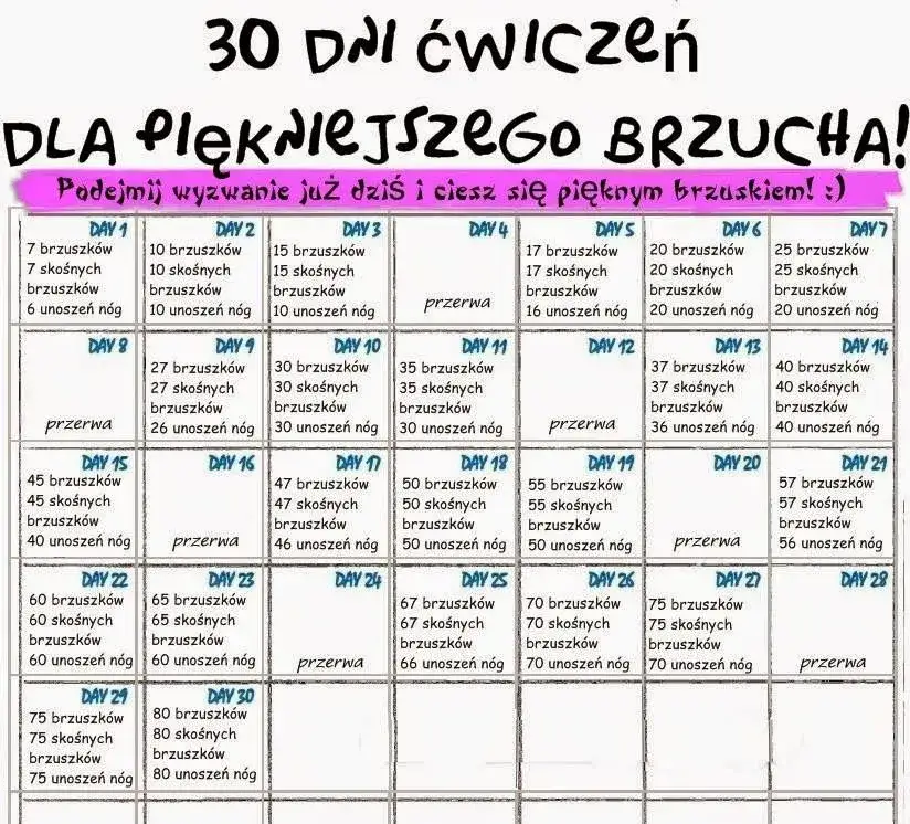 Tygodniowy plan treningowy grafika