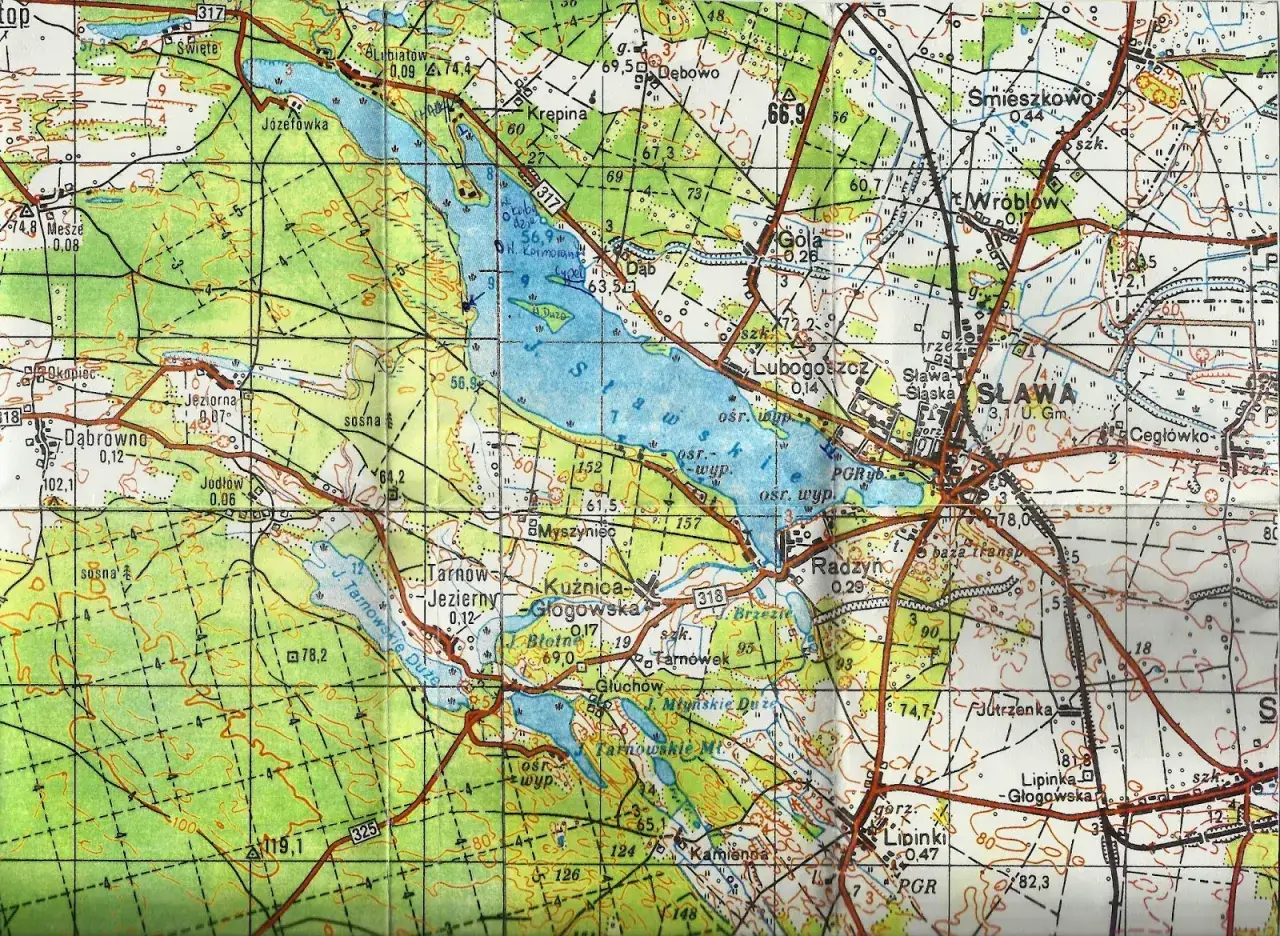 Mapa Jezioro Sławskie lokalizacje domków