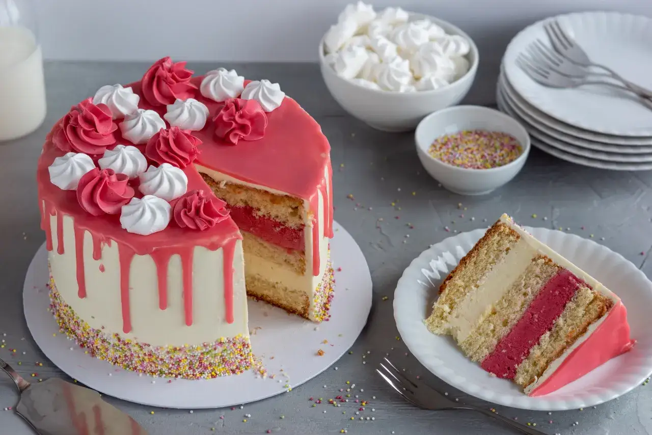 tort z musem malinowym i białą czekoladą