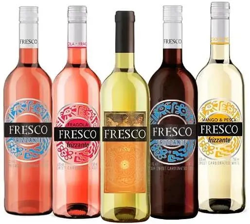 r&oacute;żne butelki wina Fresco rodzaje