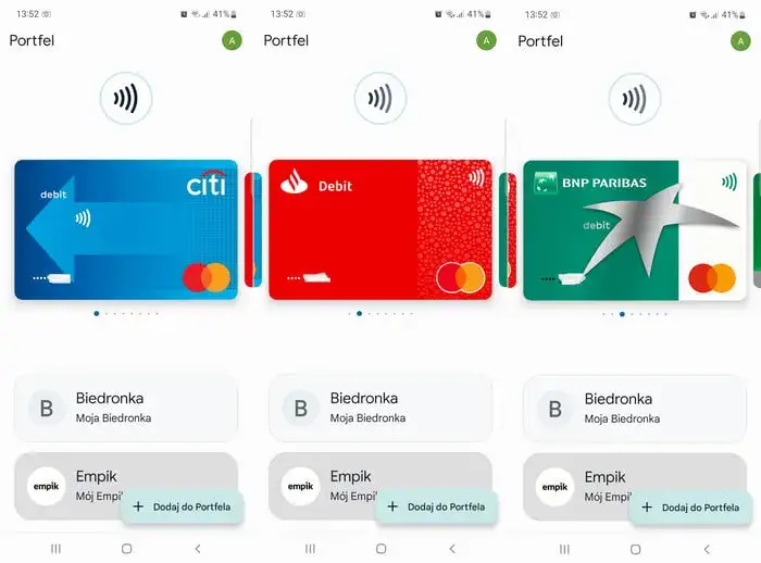 Portfel Google Pay dodawanie karty
