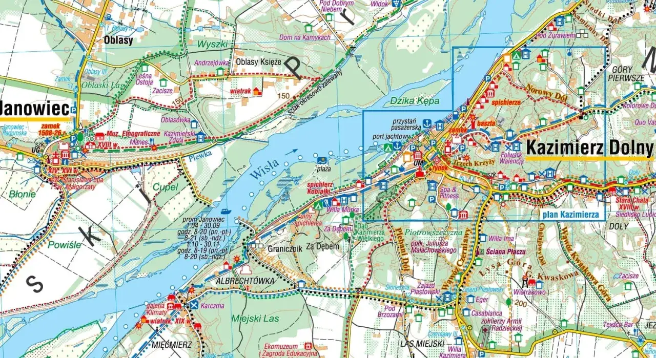 Mapa turystyczna Kazimierz Dolny