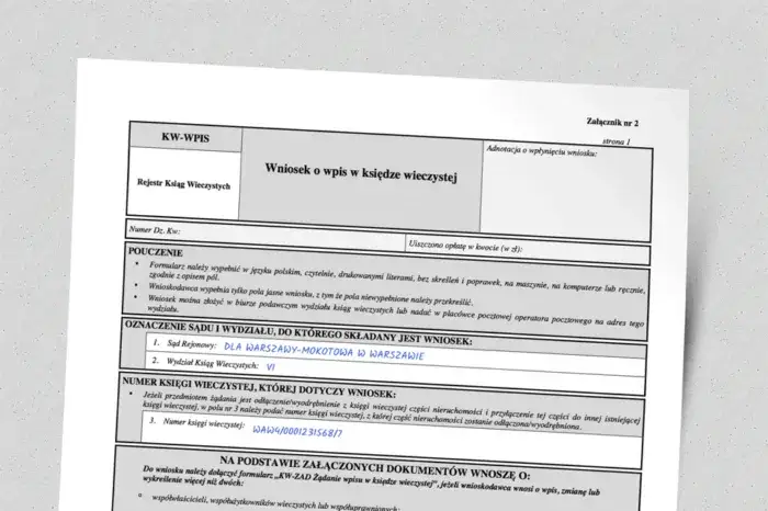 wniosek sądowy opłaty księga wieczysta