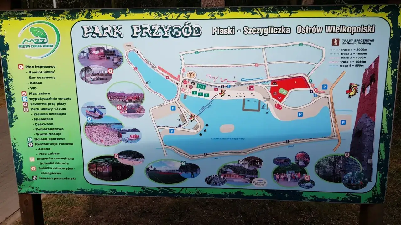 Park Linowy GEPard Ostr&oacute;w Wielkopolski r&oacute;żne trasy dla dzieci i dorosłych