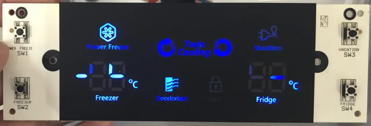 wyświetlacz lod&oacute;wki Samsung awaria